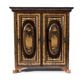 Gilt Black Lacquer Jewellery Cabinet - Early 19thC