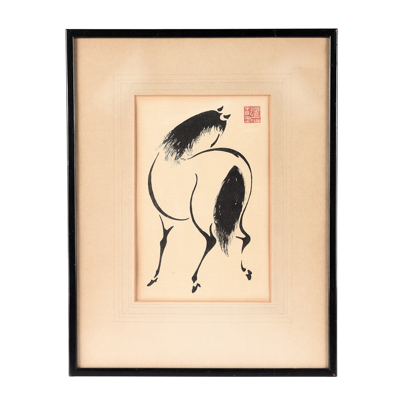 Horses Woodblock Print By Wakyosai - Ca 1950