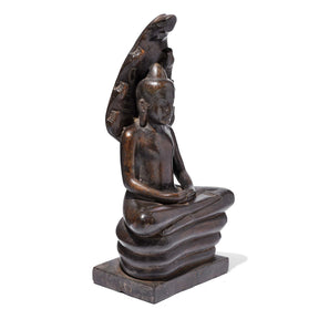 Bronze Naga Buddha From Khmer, Cambodia - 19thC