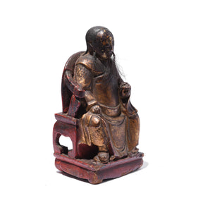 Seated Chinese Ancestor Figure - Horse Hair Beard - 19thC