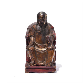 Seated Chinese Ancestor Figure - Horse Hair Beard - 19thC