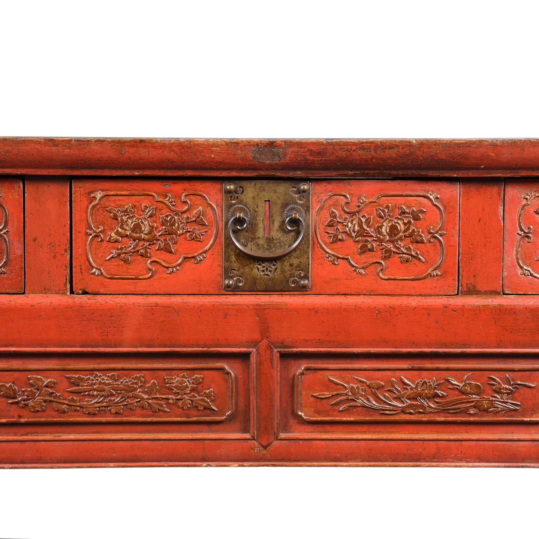 Red Lacquer Oak Altar Table From Zhejiang Province  - Late 19thC