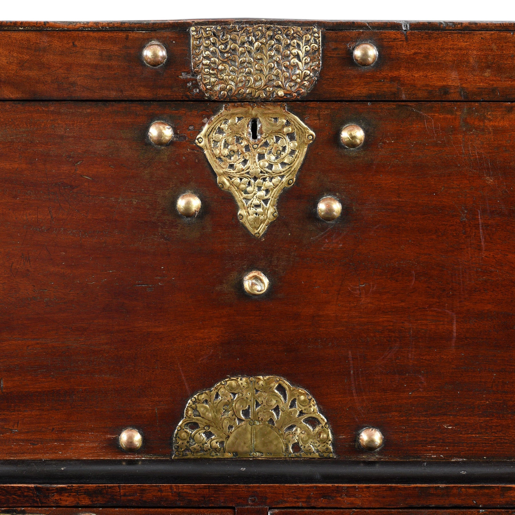 Dutch Colonial Jackfruit Wood & Brass Chest on Stand -18thC