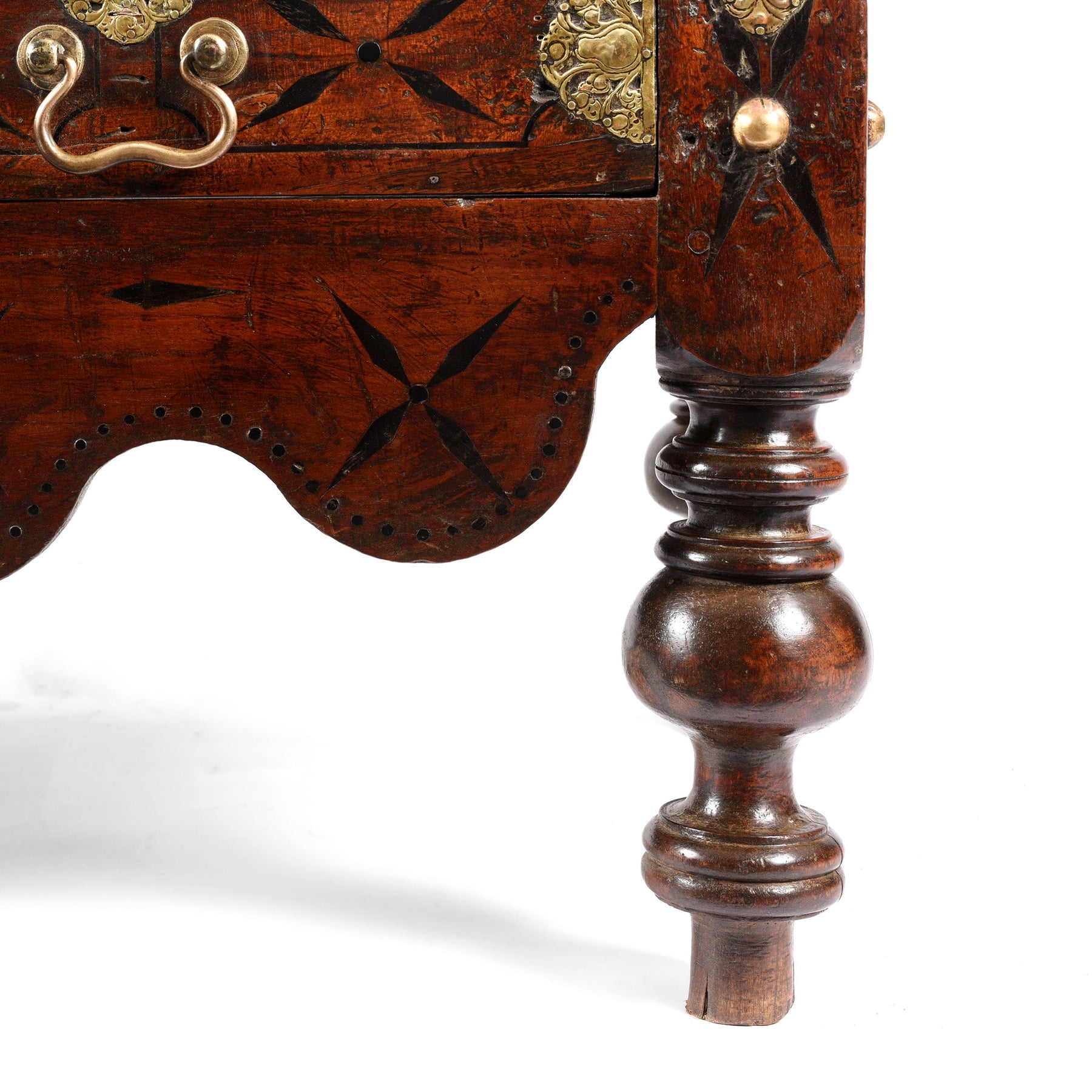 Dutch Colonial Jackfruit Wood & Brass Chest on Stand -18thC