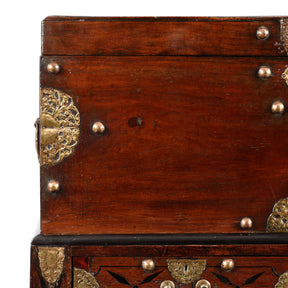 Dutch Colonial Jackfruit Wood & Brass Chest on Stand -18thC