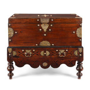 Dutch Colonial Jackfruit Wood & Brass Chest on Stand -18thC