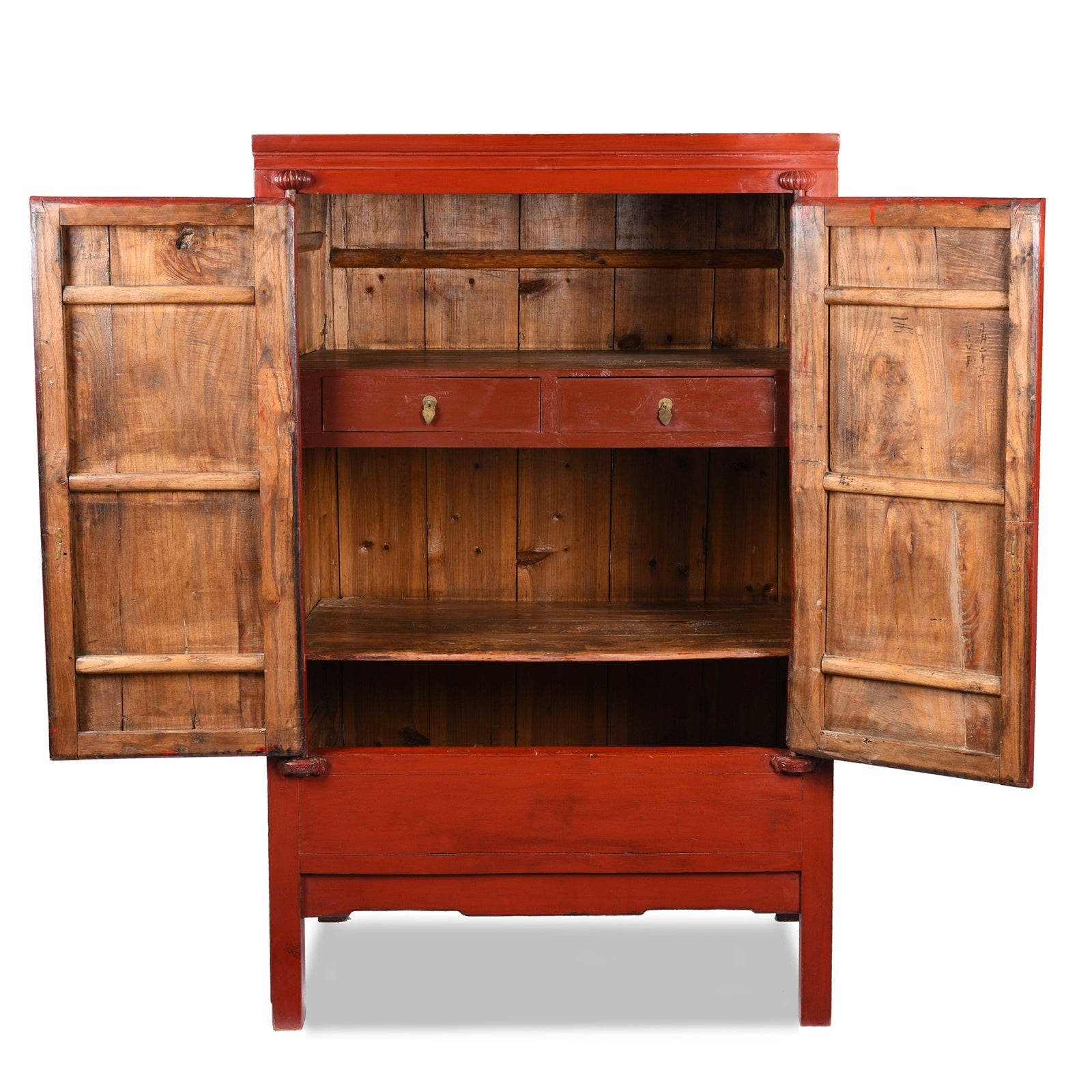 Red Lacquer Ningbo Wedding Cabinet - Ca 1900