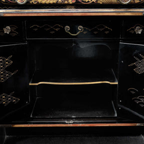 Gilt Japanese Black Lacquer Kodansu Jewellery Cabinet - Meiji Period