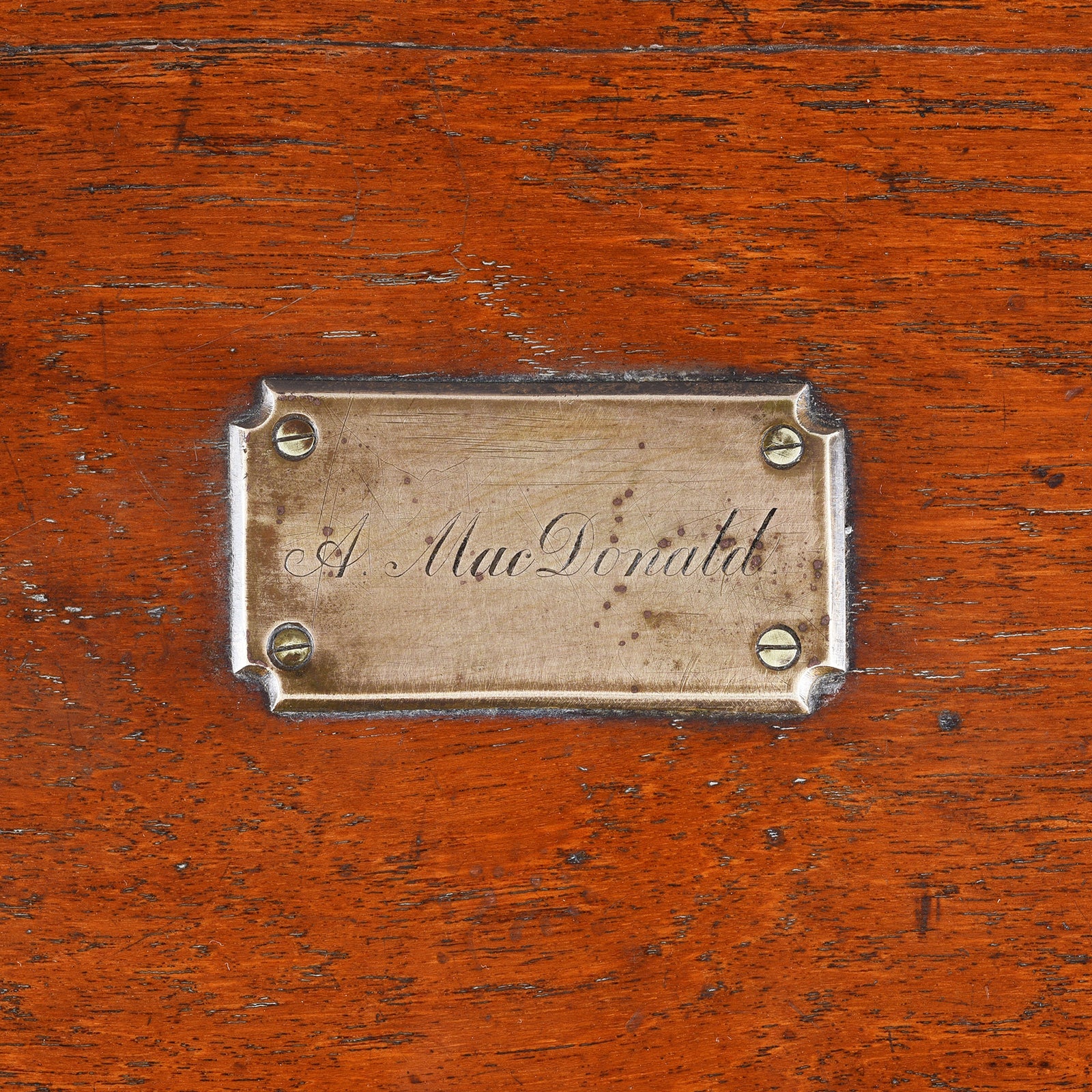 Brass Bound Teak Military Chest (Etched MacDonald) - 19th Century
