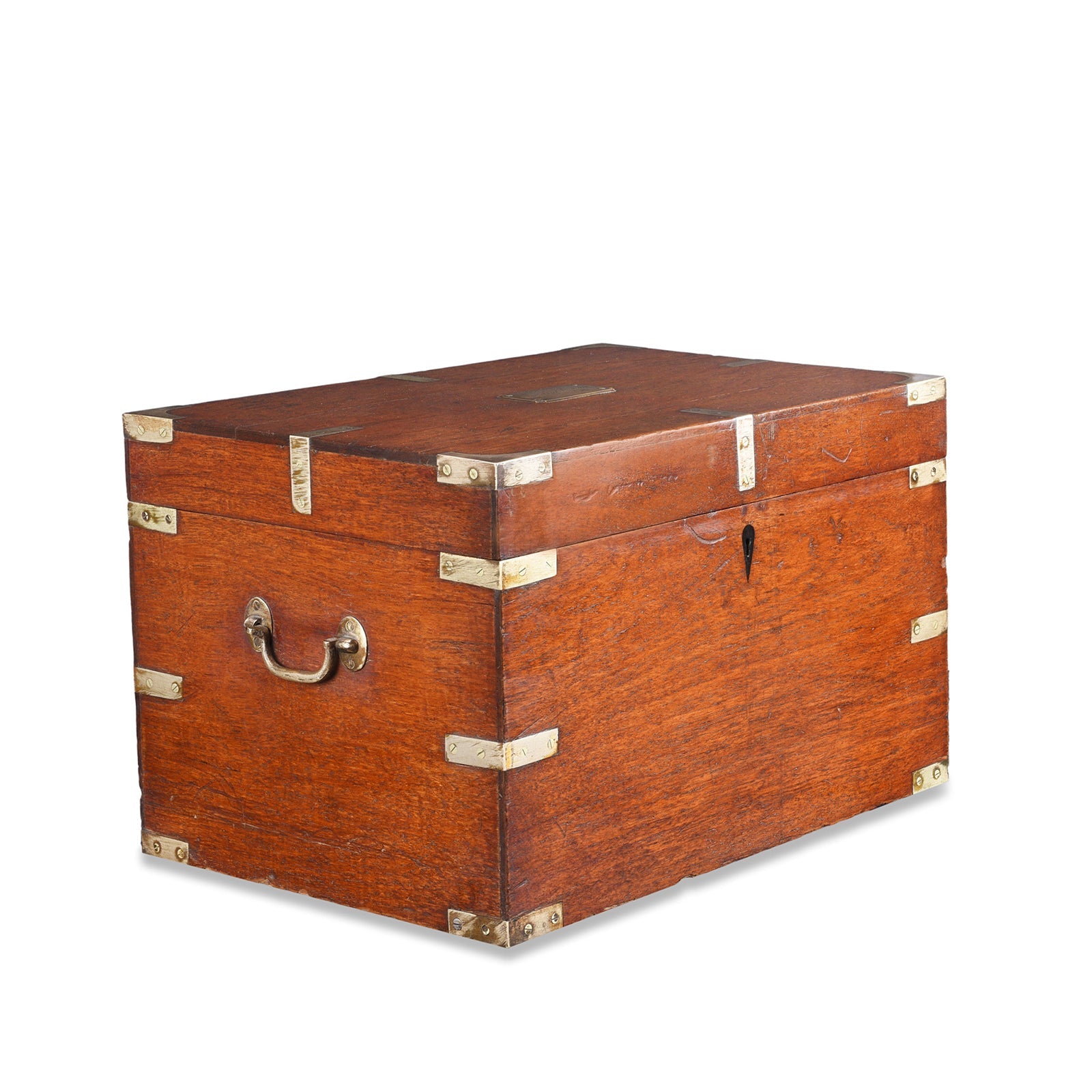 Brass Bound Teak Military Chest (Etched MacDonald) - 19th Century