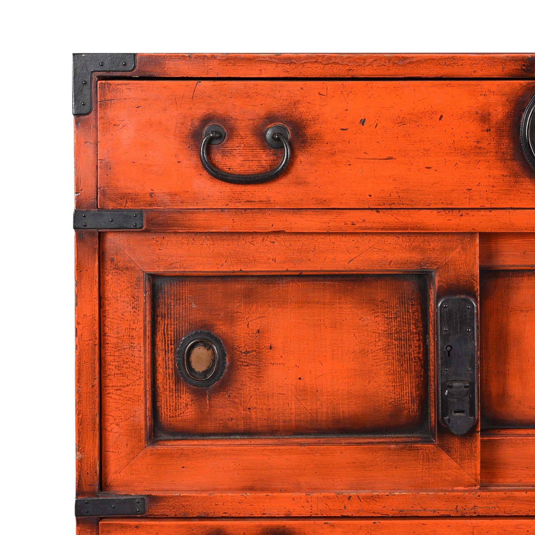 Orange Painted Japanese Choba Dansu - Taishō Period
