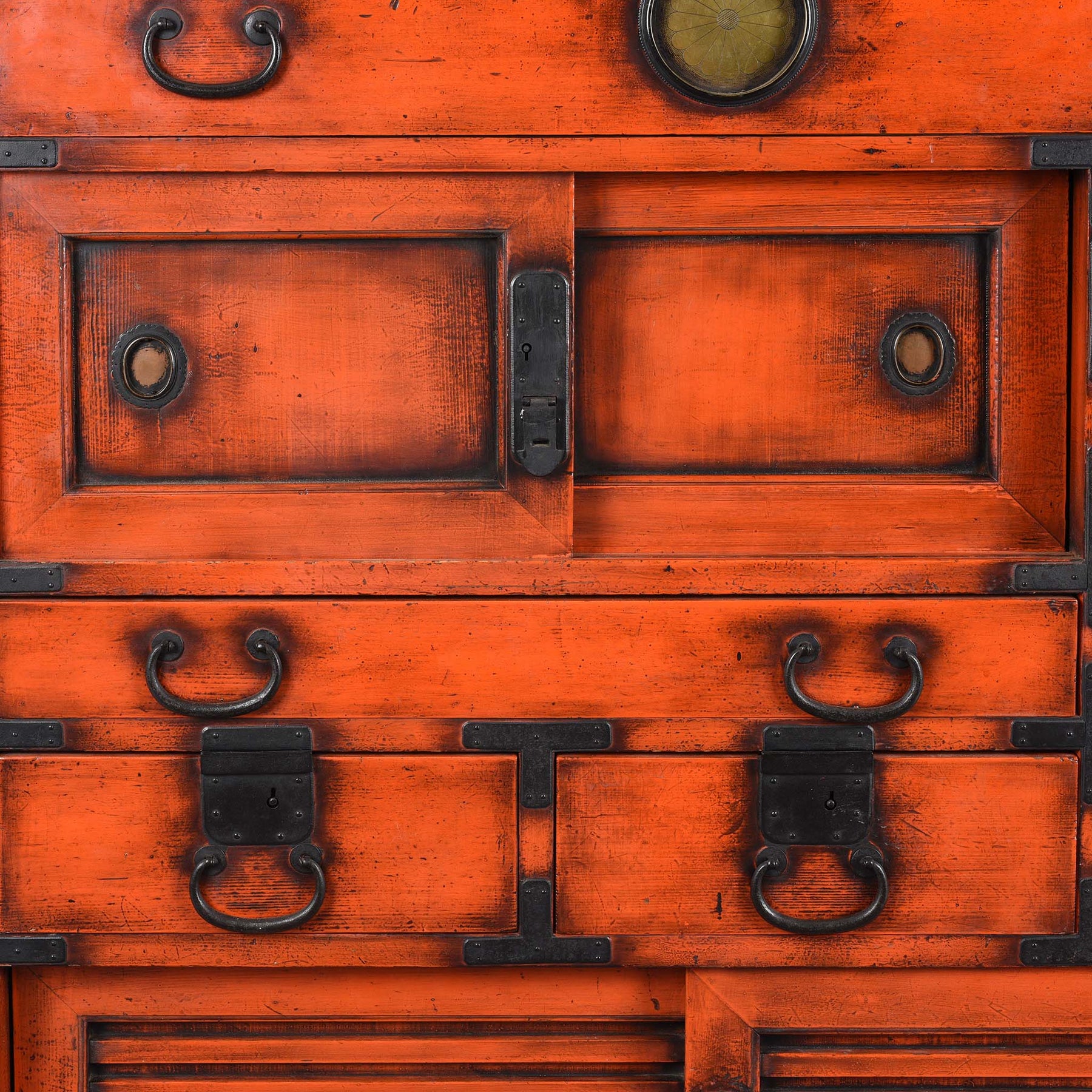 Orange Painted Japanese Choba Dansu - Taishō Period