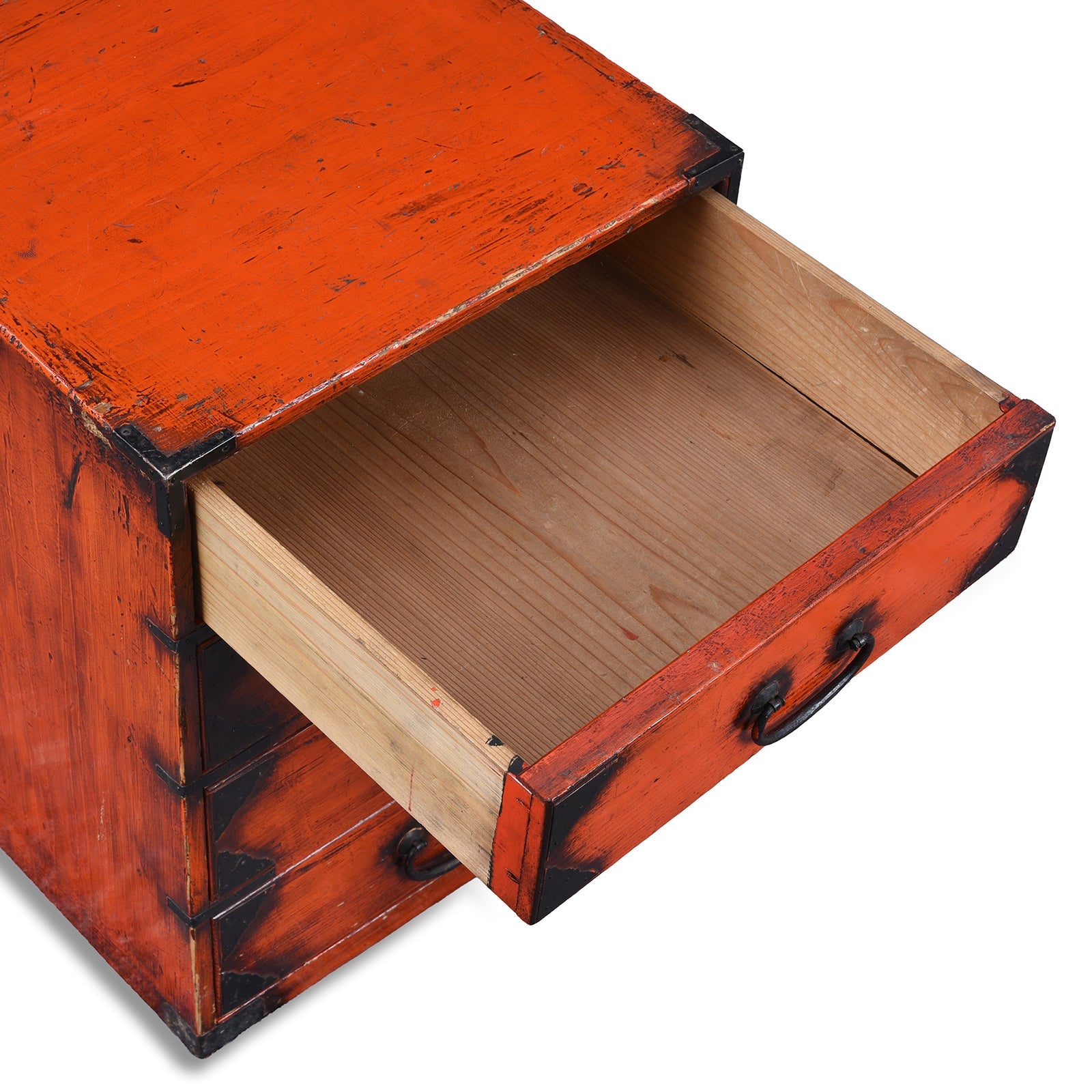 Negoro Lacquer Japanese 4 Drawer Chest - Ca 1920