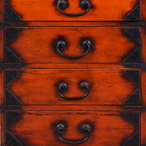 Negoro Lacquer Japanese 4 Drawer Chest - Ca 1920