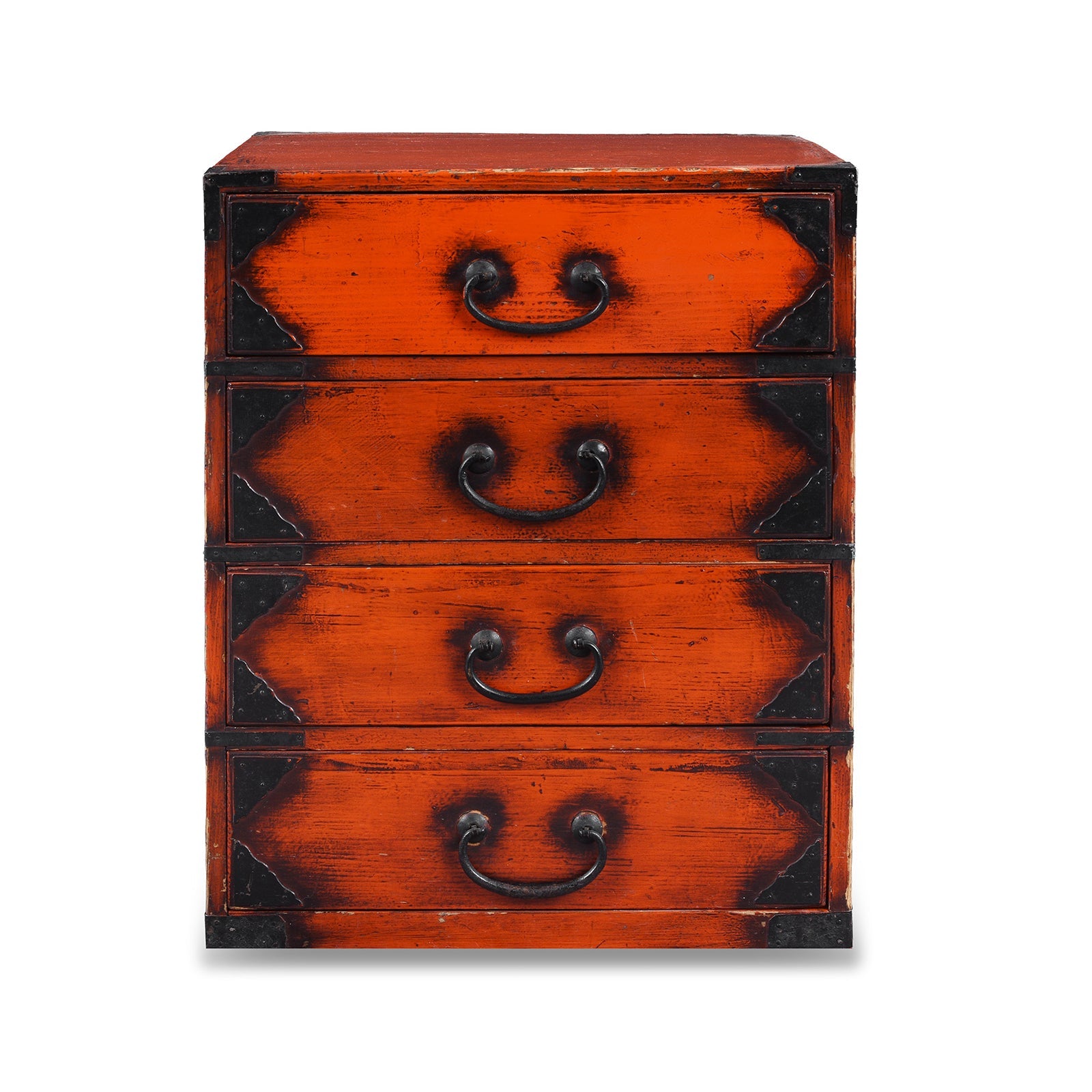 Negoro Lacquer Japanese 4 Drawer Chest - Ca 1920