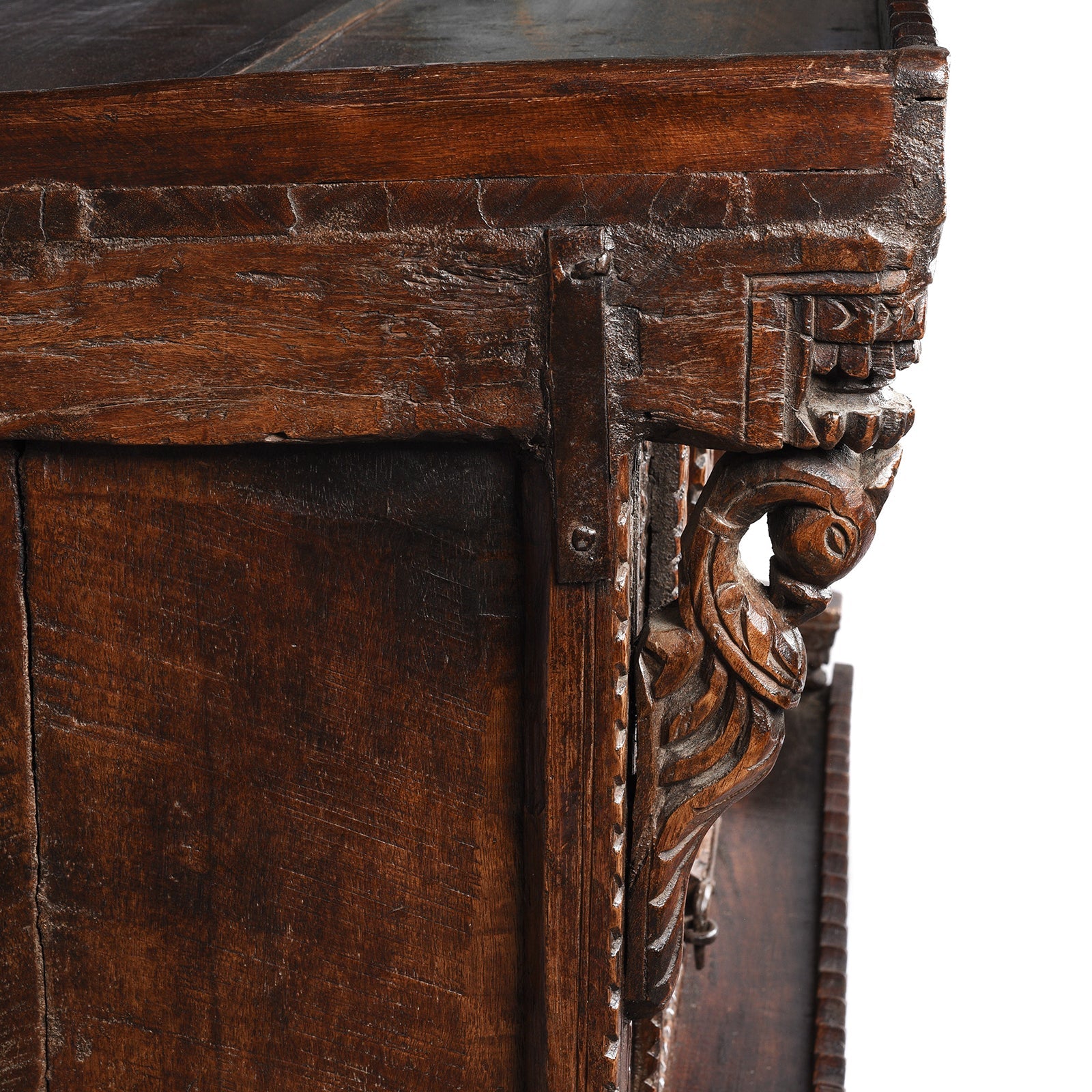 Carved Teak Indian Dowry Chest Majus - 19thC