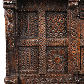 Carved Teak Indian Dowry Chest Majus - 19thC