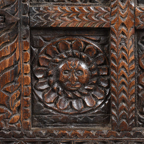 Carved Teak Indian Dowry Chest Majus - 19thC