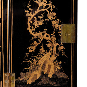 Gilt Black Lacquer Chinese Export Jewellery Cabinet - Early 19thC