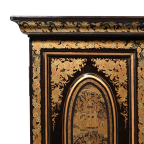 Gilt Black Lacquer Chinese Export Jewellery Cabinet - Early 19thC