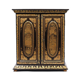 Gilt Black Lacquer Chinese Export Jewellery Cabinet - Early 19thC
