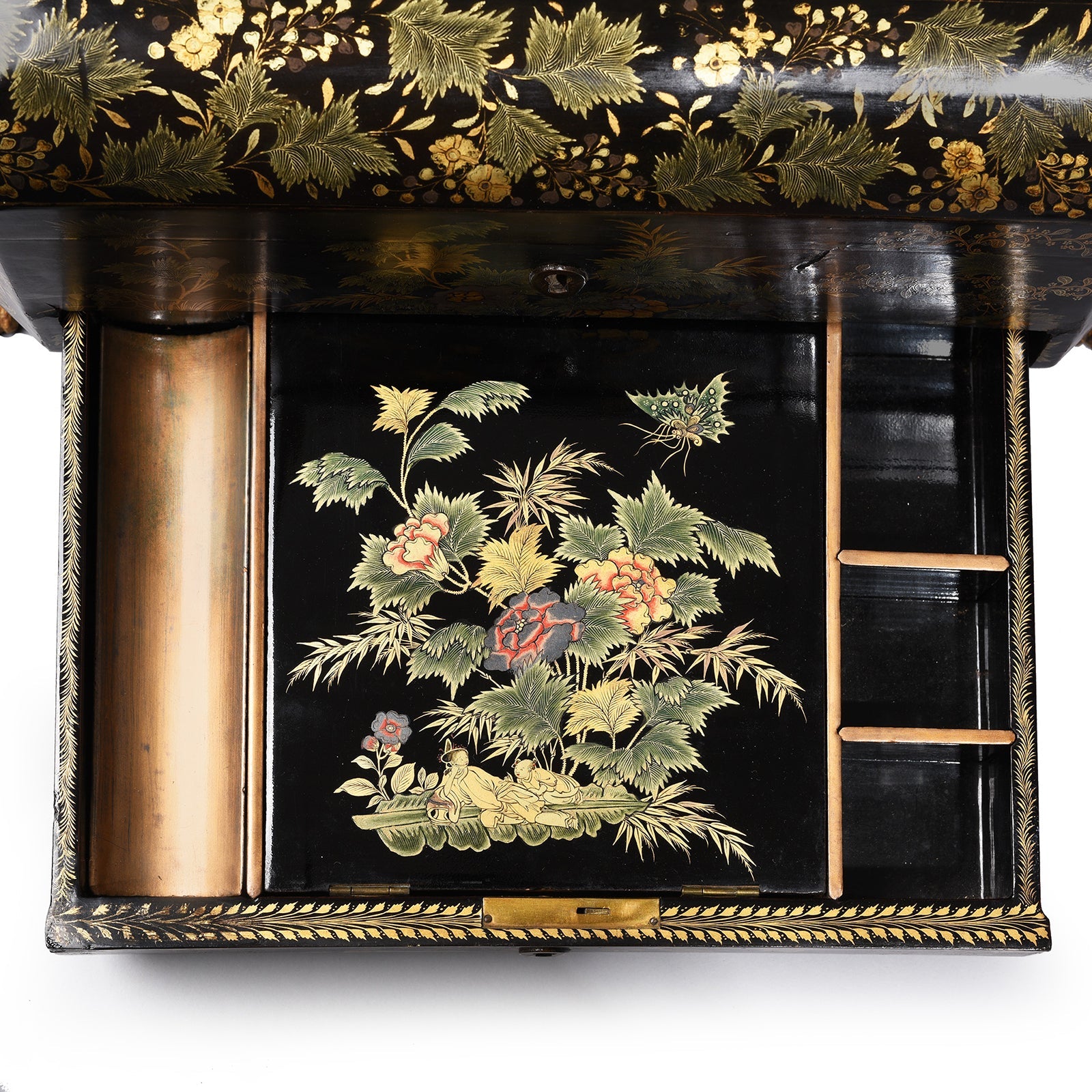 Canton Export Lacquer Sewing Box - Qing Dynasty Early 19thC