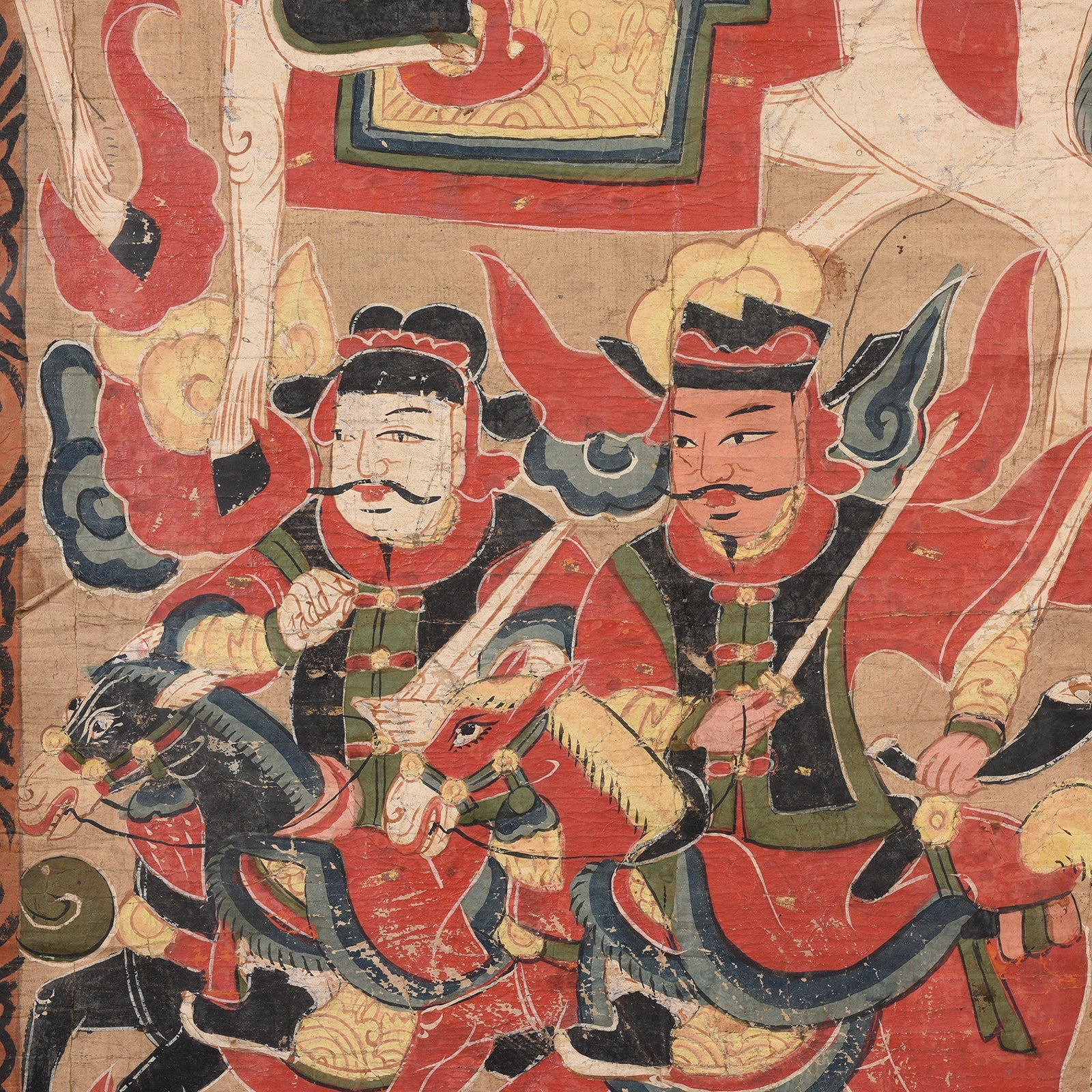 Framed Taoist Yao Painting Of Lingbao Tianzun - 19thC