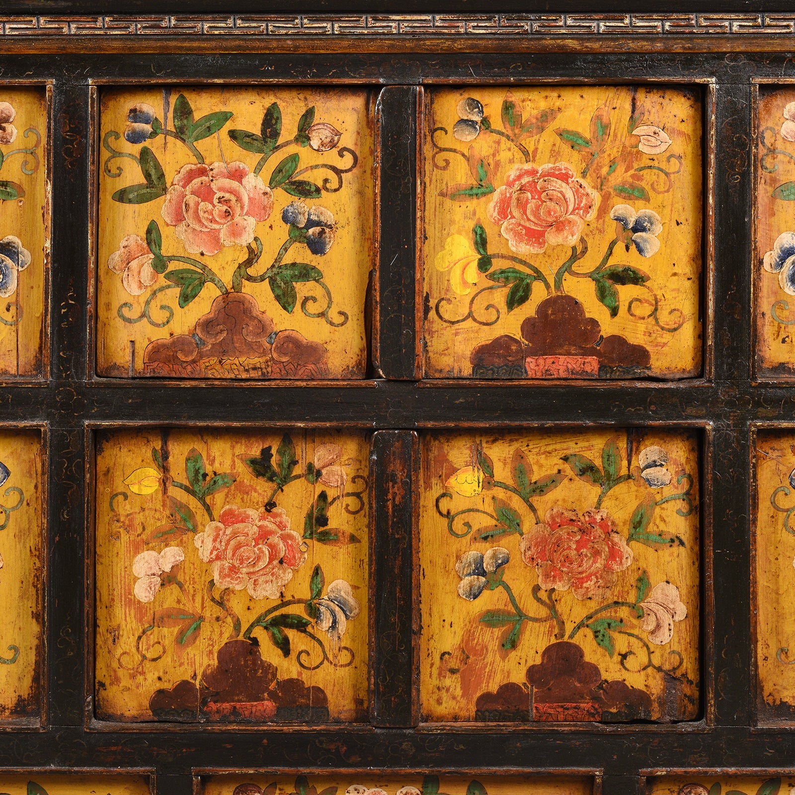 Painted Tibetan Cabinet With Original Paint - 19thC