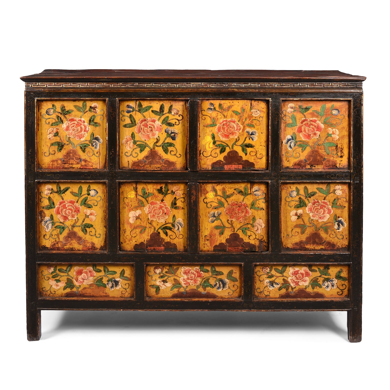 Painted Tibetan Cabinet With Original Paint - 19thC