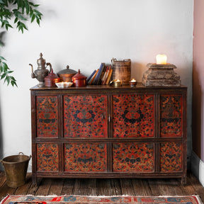 Painted Altar Cabinet from Tibet - 19th Century