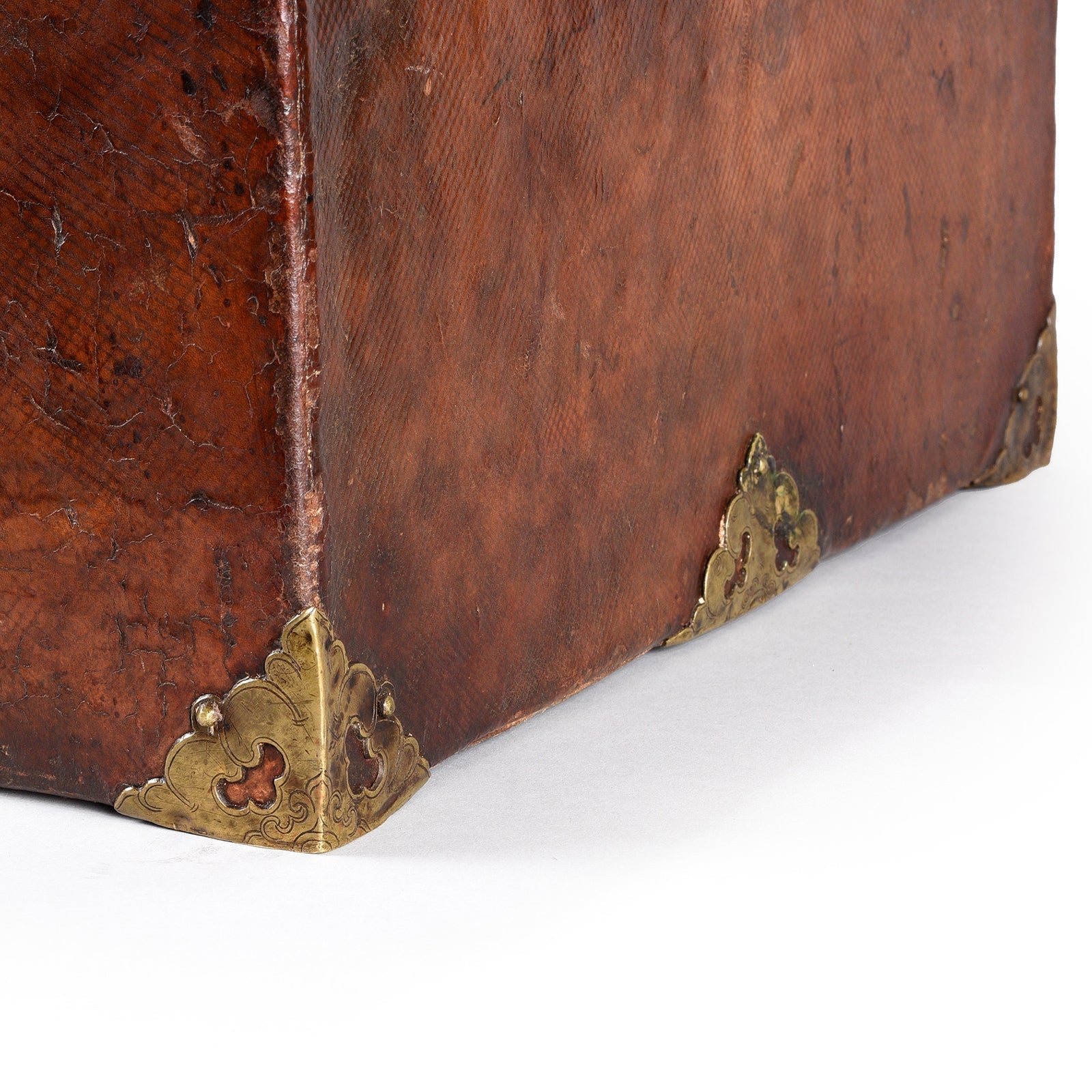 Tibetan Brass Bound Leather Trunk - 19th Century
