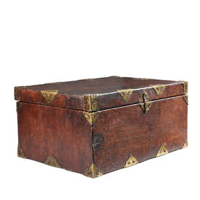 Tibetan Brass Bound Leather Trunk - 19th Century
