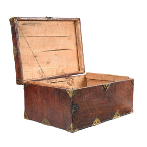 Tibetan Brass Bound Leather Trunk - 19th Century