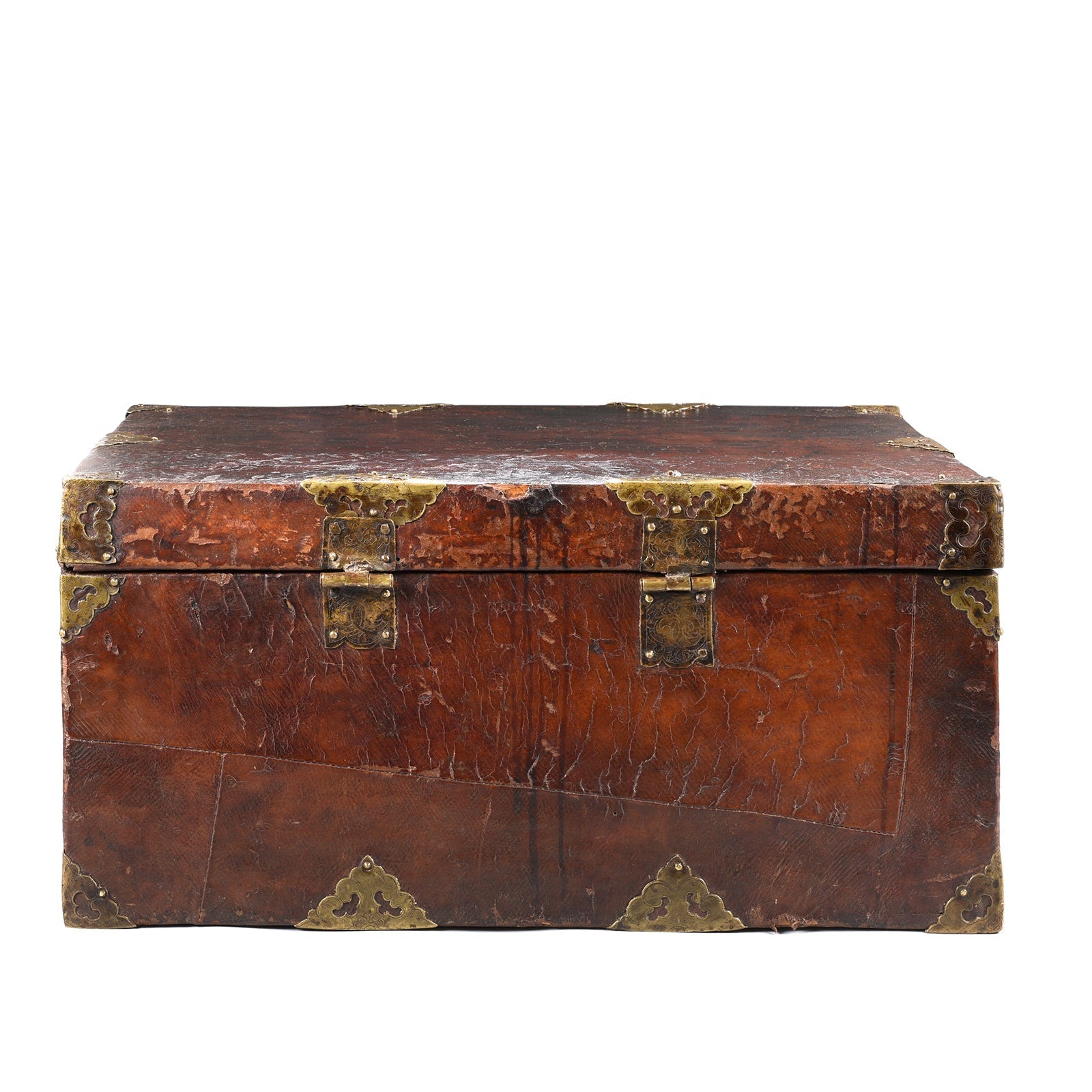 Tibetan Brass Bound Leather Trunk - 19th Century