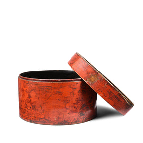 Red Lacquer Chinese Hat Box - 19thC