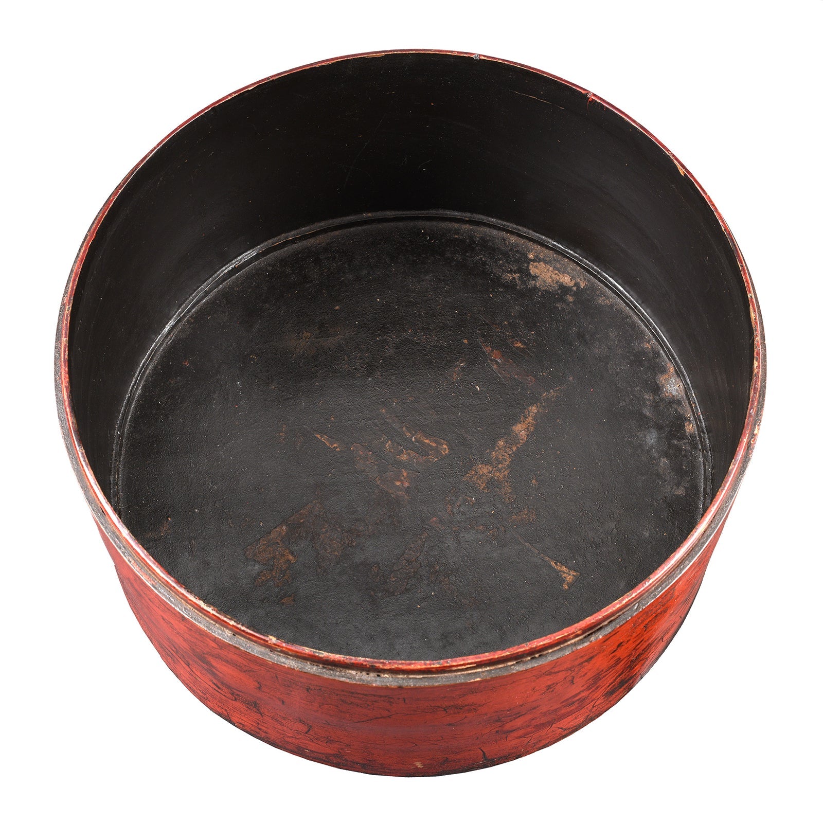 Red Lacquer Chinese Hat Box - 19thC