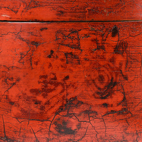 Red Lacquer Chinese Hat Box - 19thC
