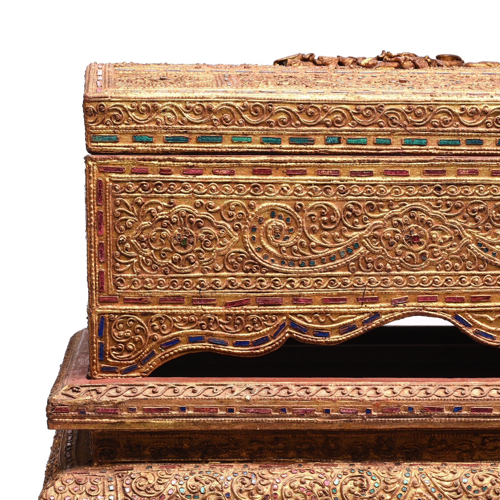 Gilt Wooden Burmese Manuscript Box - Mid 20th Century