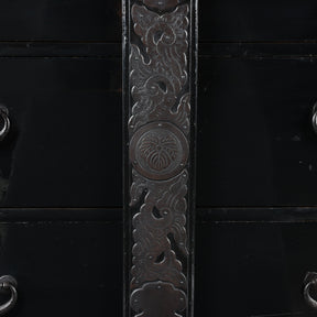 Japanese Black Lacquer Bo Dansu From Sakata - Meiji Period