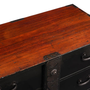 Japanese Black Lacquer Bo Dansu From Sakata - Meiji Period