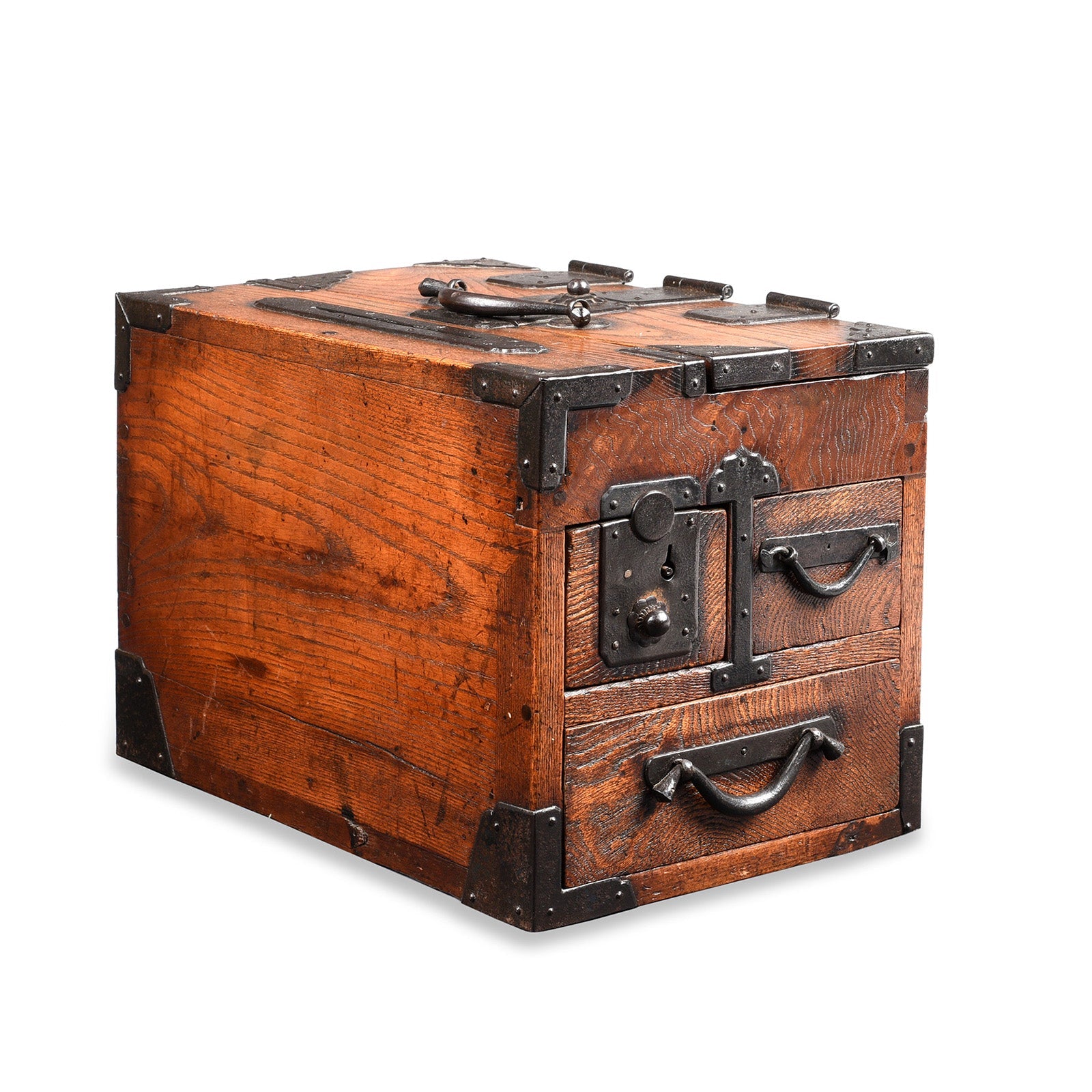 Japanese Keyaki Zenibako Money Box - 19thC