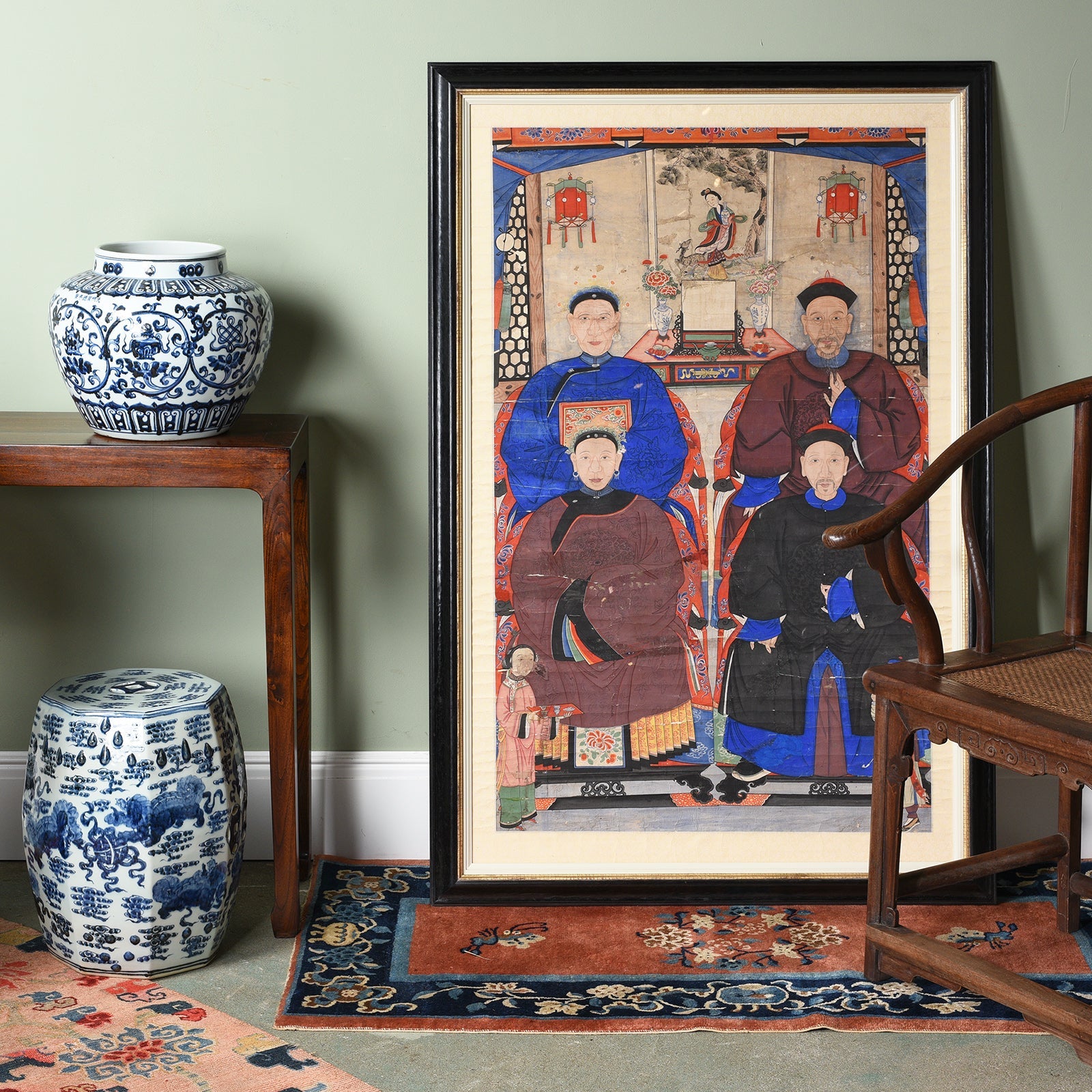 Framed Chinese Ancestor Painting - 19th Century