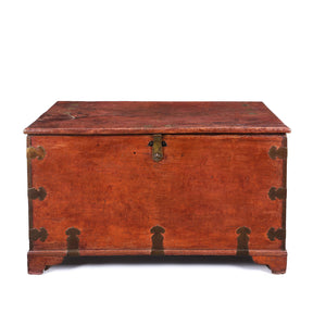 Red Lacquer Camphor Chinese Chest - 18th Century
