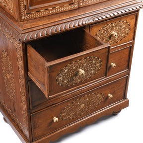 Anglo Indian Bone Inlay Glazed Cabinet - 19th Century