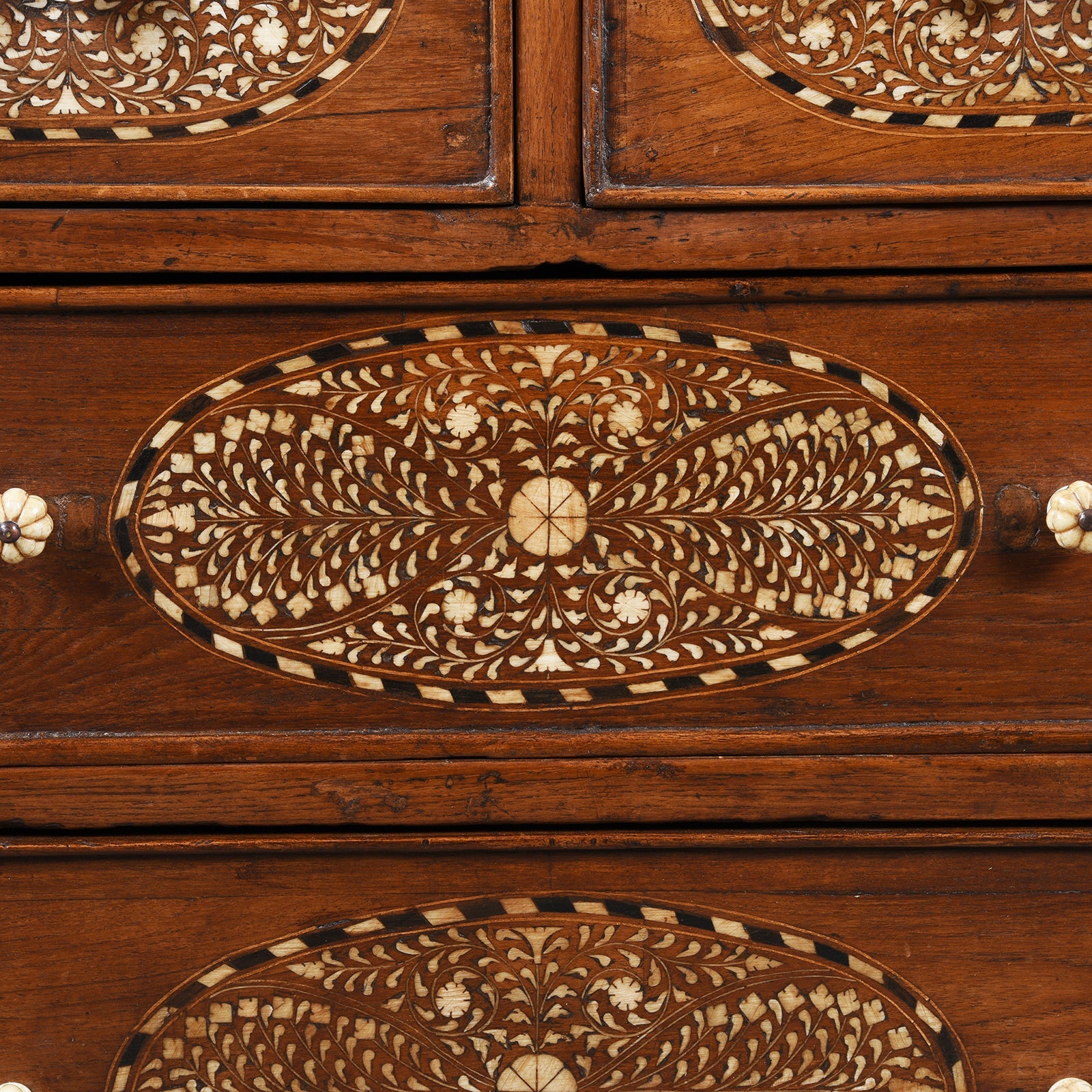 Anglo Indian Bone Inlay Glazed Cabinet - 19th Century