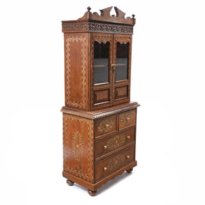 Anglo Indian Bone Inlay Glazed Cabinet - 19th Century
