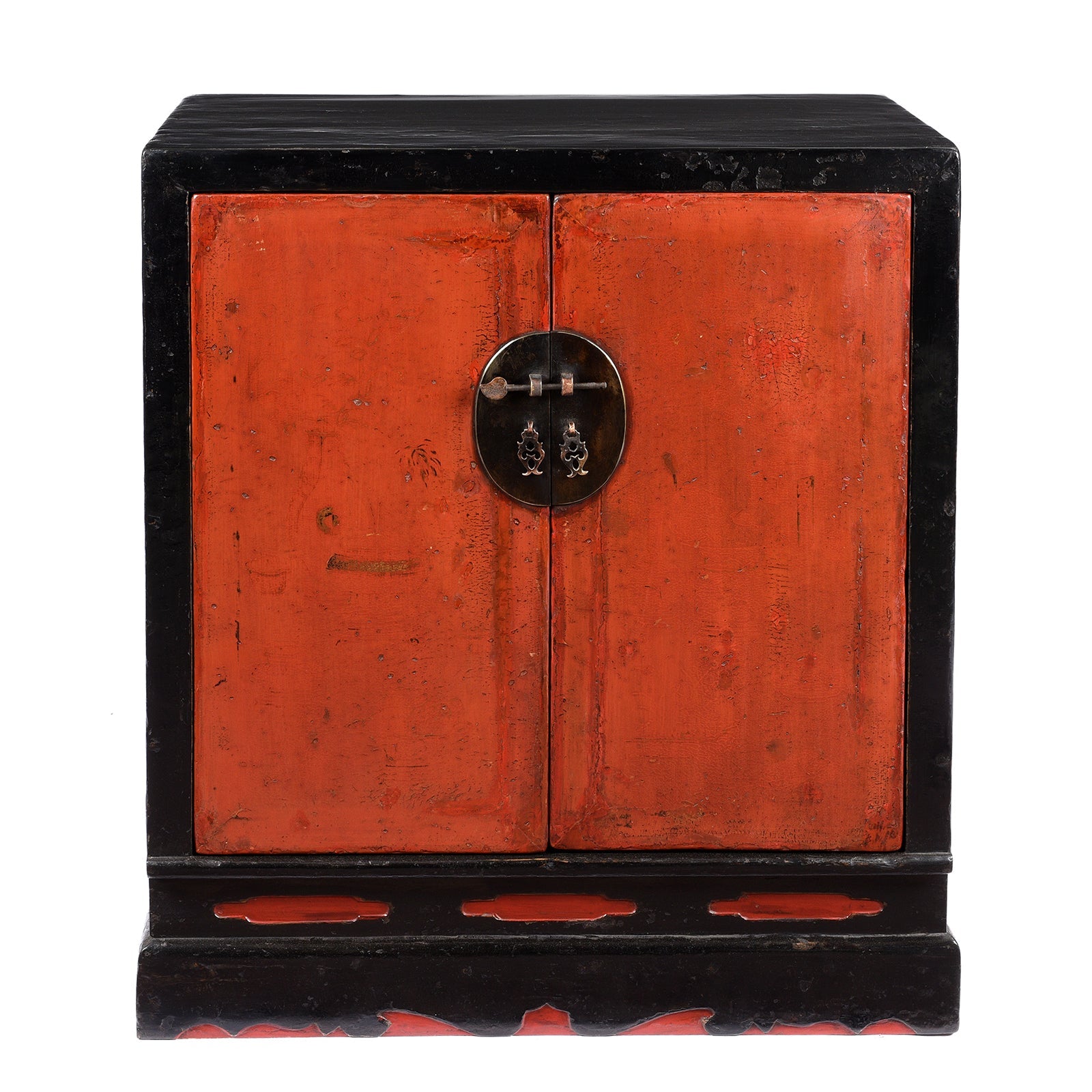 Red & Black Lacquer Book Cabinet From Shanxi Province - 19th Century