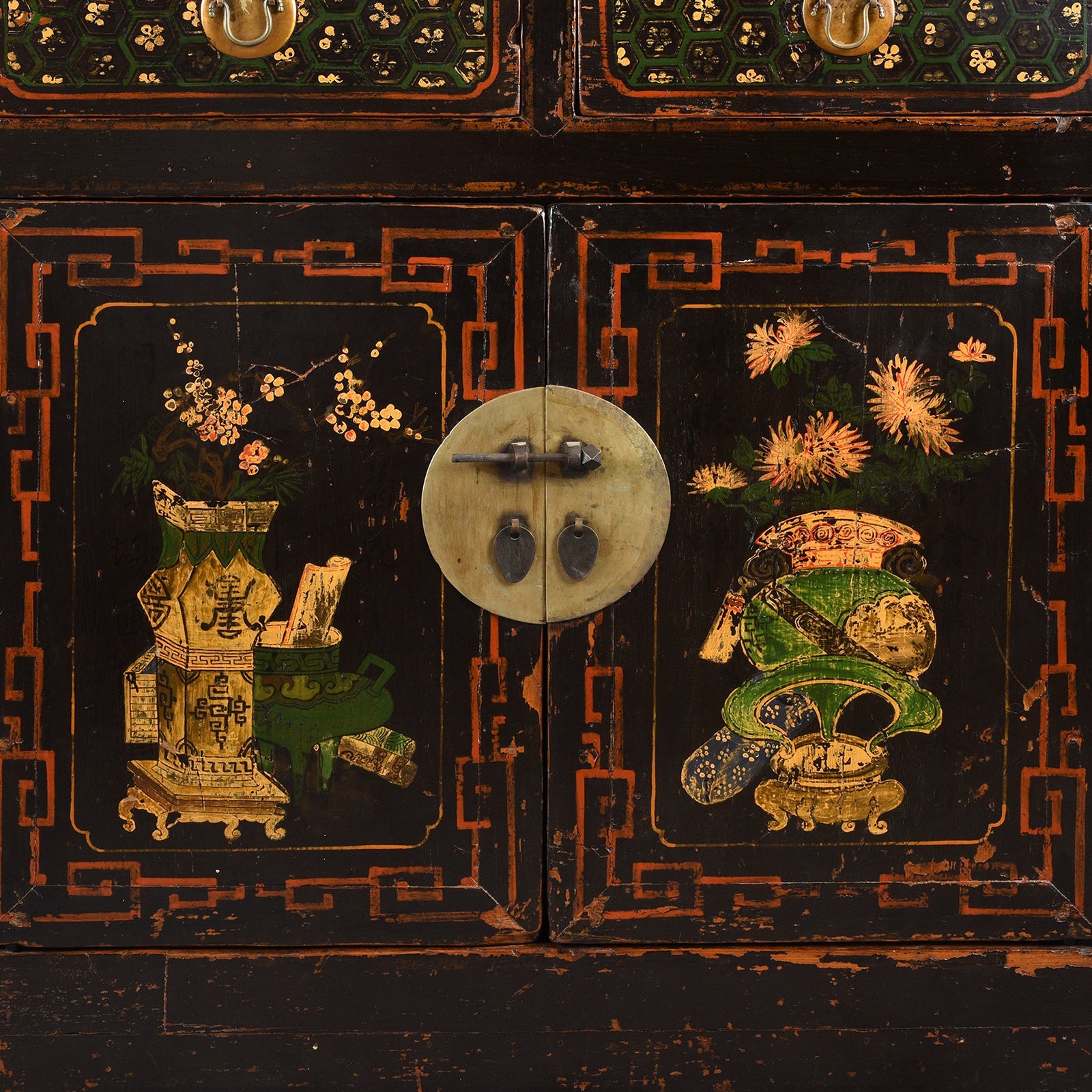 Black Painted Mongolian Sideboard - 19th Century