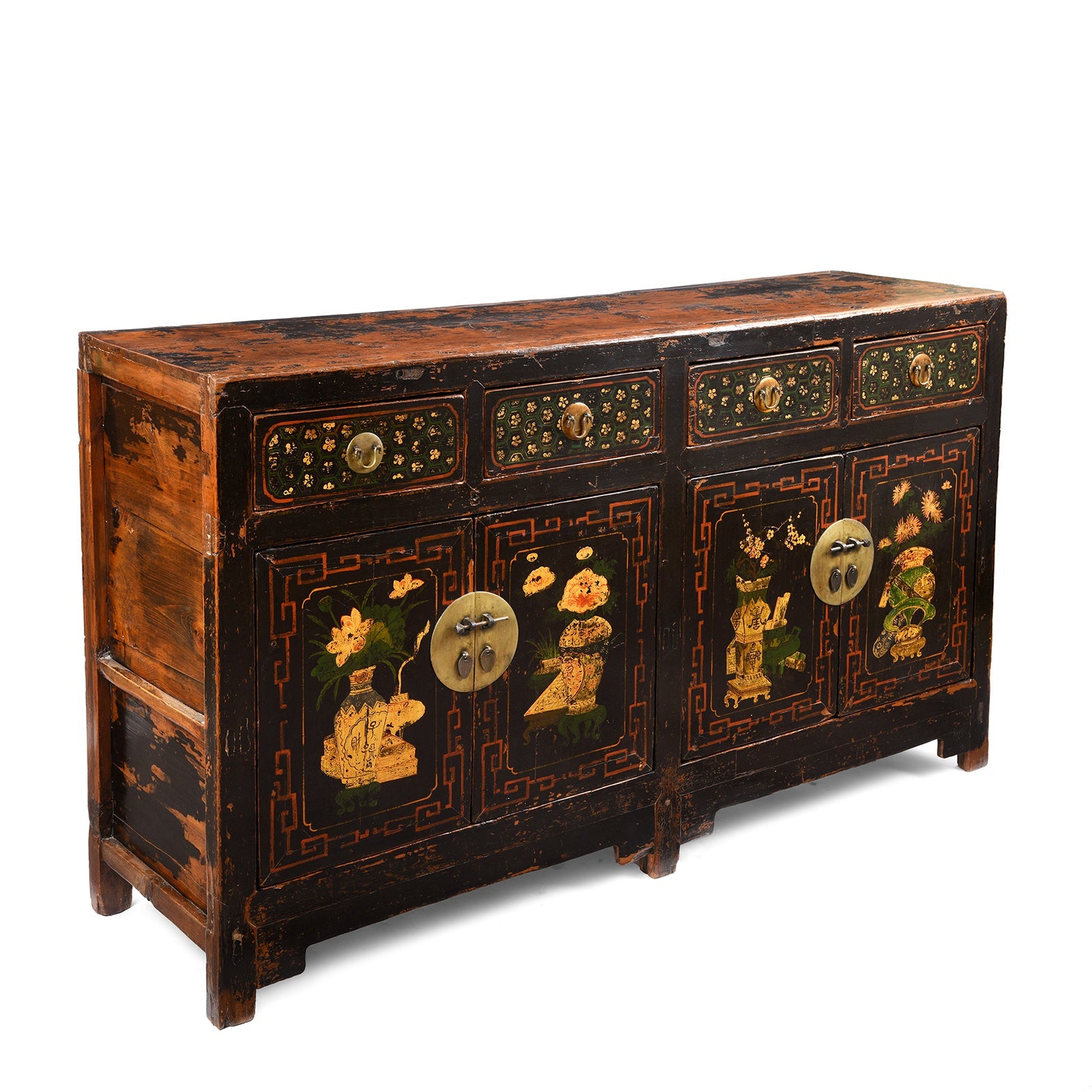 Black Painted Mongolian Sideboard - 19th Century