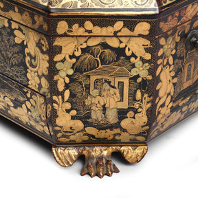 Black Lacquer Canton Export Sewing Box - Early 19th Century